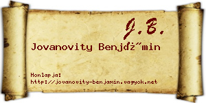 Jovanovity Benjámin névjegykártya